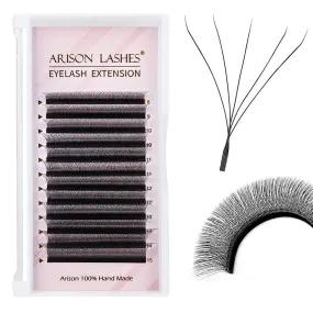 5D W Shape Eyelash Extension Natural Soft Volume 0.07mm C Curl 8-15mm Mix Premade Fans Faux Mink Matte Black Cluster 12 rows