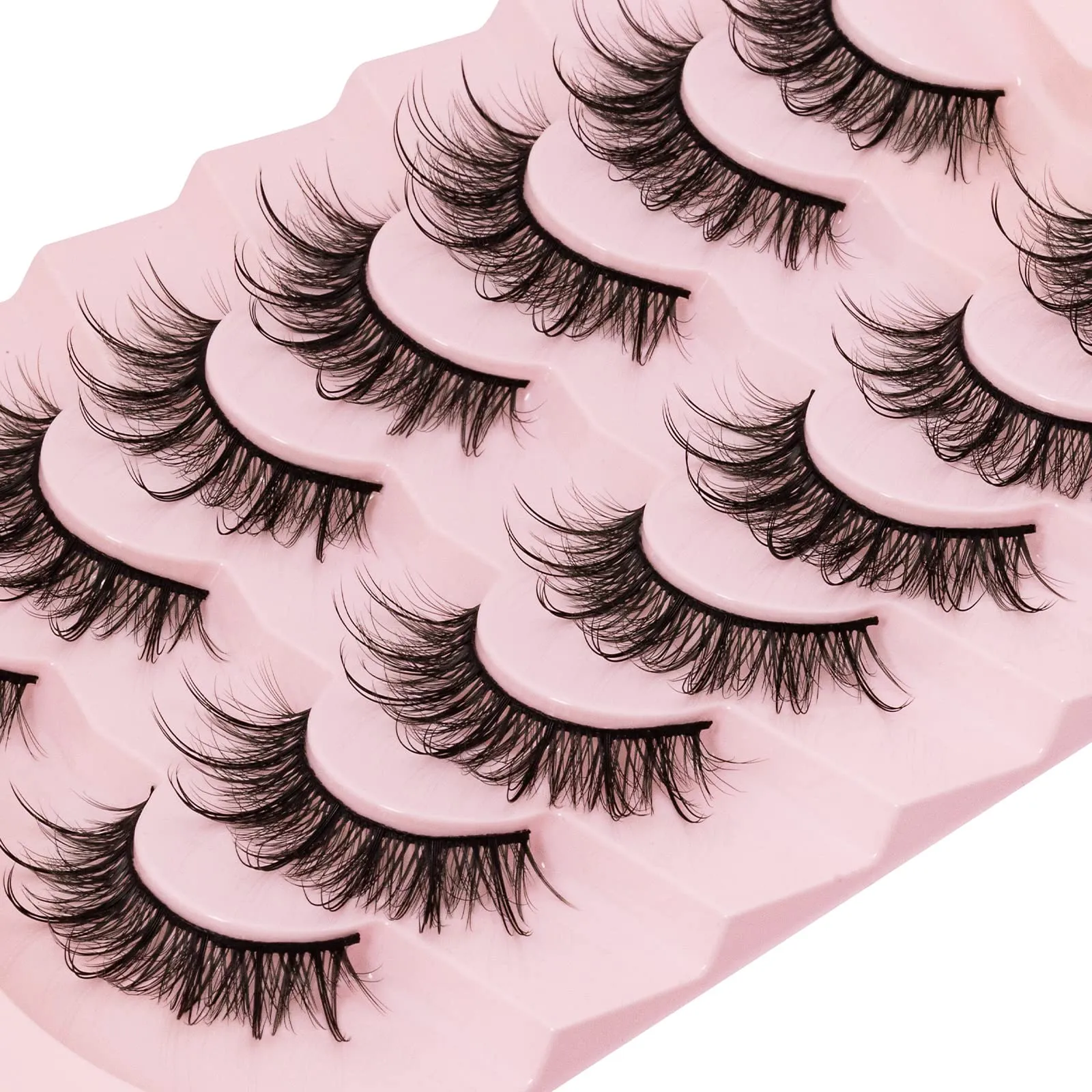 DYSILK Lashes False Eyelashes 7 Pairs Manga Lashes Natural Anime Lashes and 5 Pairs 6D lashes Faux Mink Eyelashes