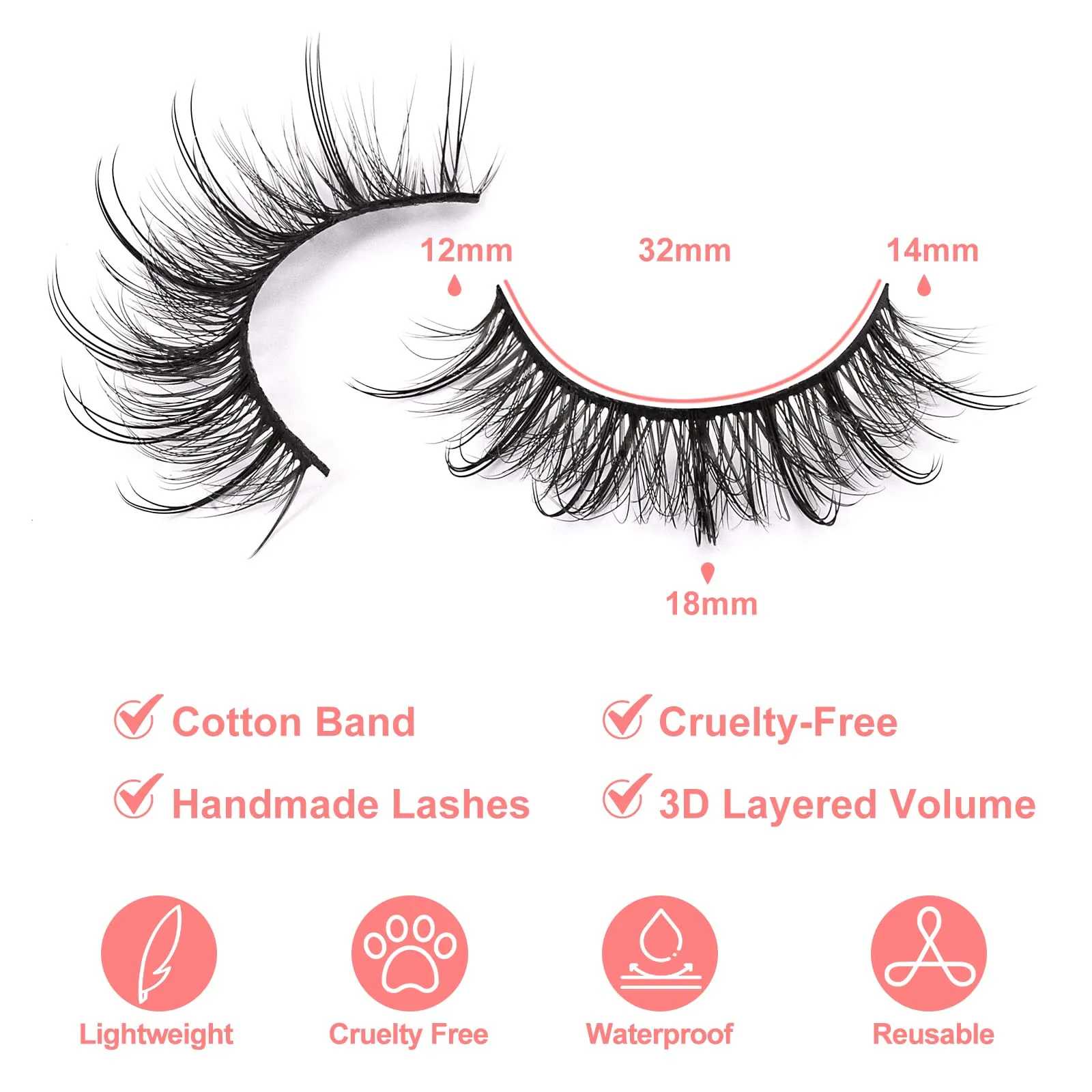 DYSILK Lashes False Eyelashes 7 Pairs Manga Lashes Natural Anime Lashes and 5 Pairs 6D lashes Faux Mink Eyelashes