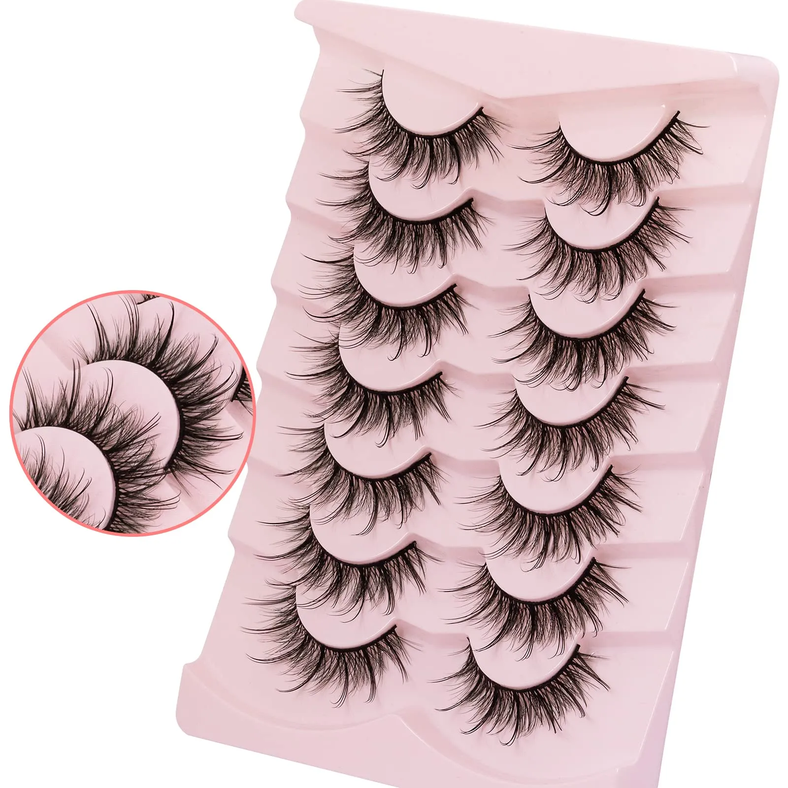 DYSILK Lashes False Eyelashes 7 Pairs Manga Lashes Natural Anime Lashes and 5 Pairs 6D lashes Faux Mink Eyelashes