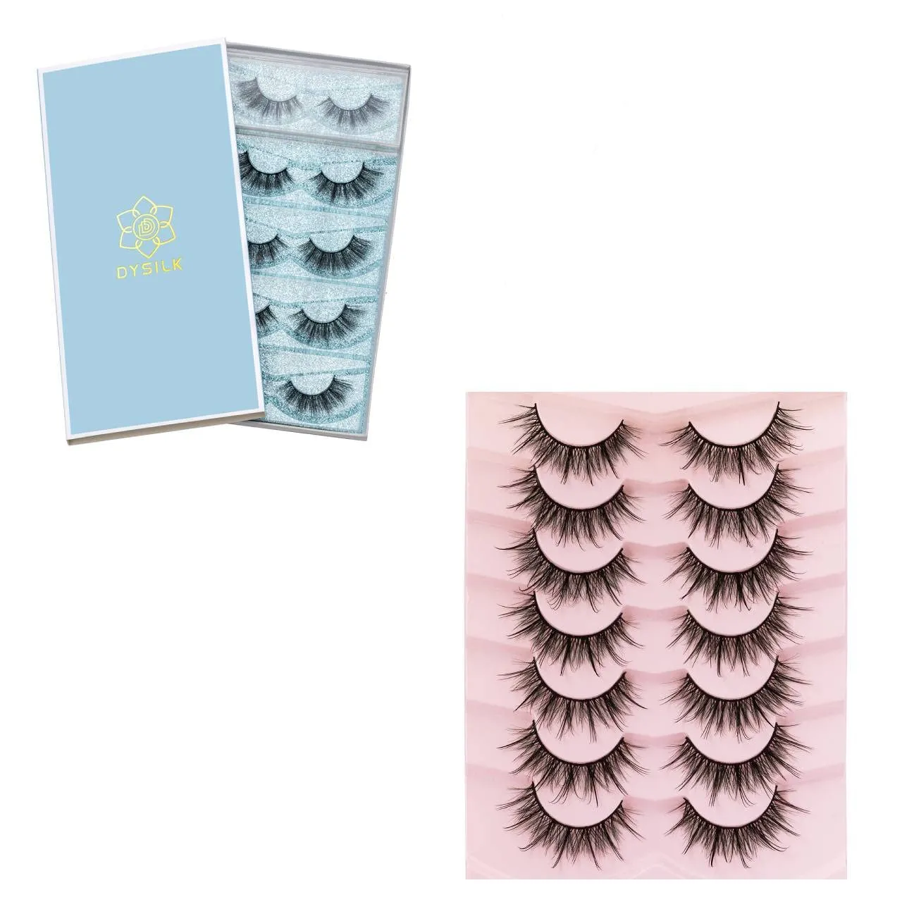 DYSILK Lashes False Eyelashes 7 Pairs Manga Lashes Natural Anime Lashes and 5 Pairs 6D lashes Faux Mink Eyelashes