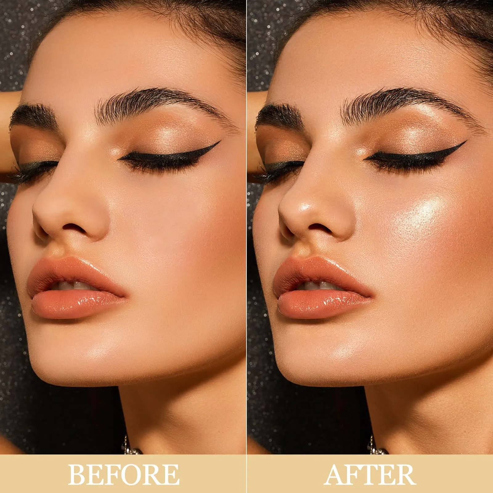 Erinde Face Highlighter Palette, Pearl Glossy Face Illuminator Palette, Natural Glow Finish, Shimmer Smooth Baked Highlighter Powder, Long-lasting Sparkling Highlighter Makeup, 03 Dawn Glow