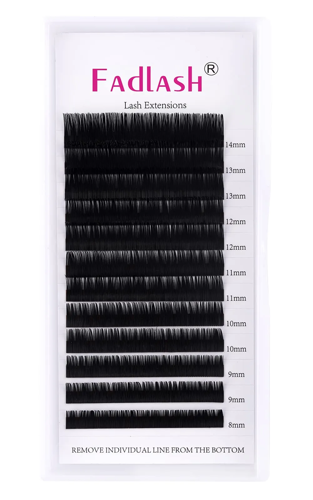 Eyelash Extensions FADLASH D Curl Lash Extensions Mixed Tray 8-14mm 0.20mm Silk Classic Eyelash Extensions Supplies (0.20-D, Mix 8-14mm)