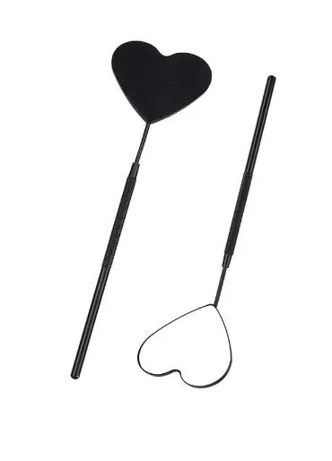 Eyelash Mirror Black Stainless Steel Heart