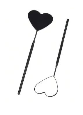 Eyelash Mirror Black Stainless Steel Heart