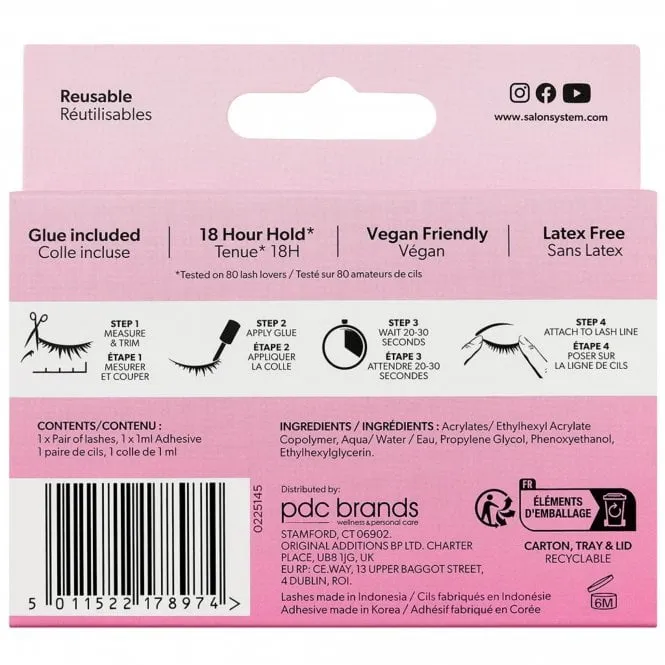 Salon System 3/4 Length Classic Volume Strip Lashes Black 099